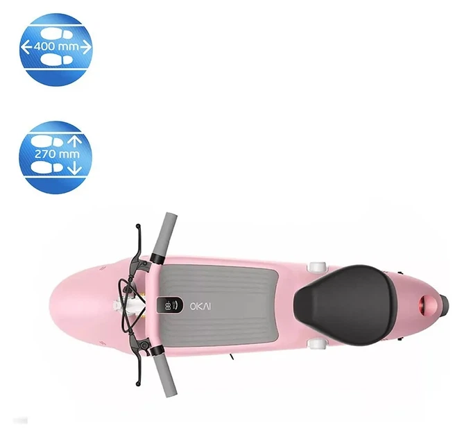Електросамокат з сидінням OKAI Ceetle PRO EA10C Pink 10', 350(900)W, 25Km/h, 10.4Ah, 55Km, 20%, NFC, App.29kg (KOS_EA10C-P) - изображение 5