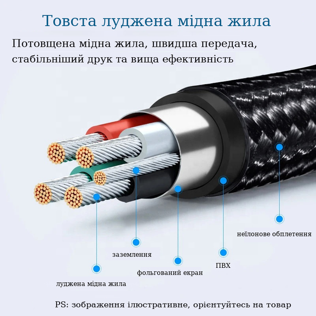 Кабель USB Type-C to USB 2.0 Type-B 2м для принтера Stone ST-UB66-2M - изображение 4