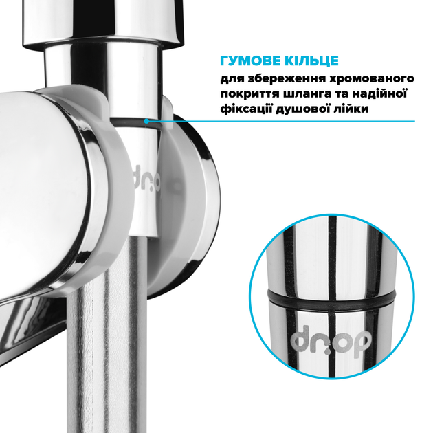 Шланг для душа DROP SH-H150-PRM-SL - полимерный с двойным Анти-Твистом 150 см серый металик - изображение 8