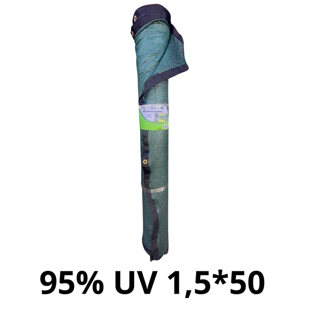 Сетка затеняющая AgroStar 1,5x50 м полиэтиленовая 95% UV защита растений - Фото 1 Сетка затеняющая AgroStar 1,5x50 м полиэтиленовая 95% UV защита растений - изображение 1