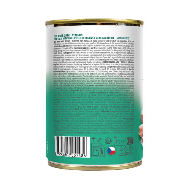 Корм вологий Brit Care Pate and Meat для дорослих собак з олениною 400 г - зображення 2