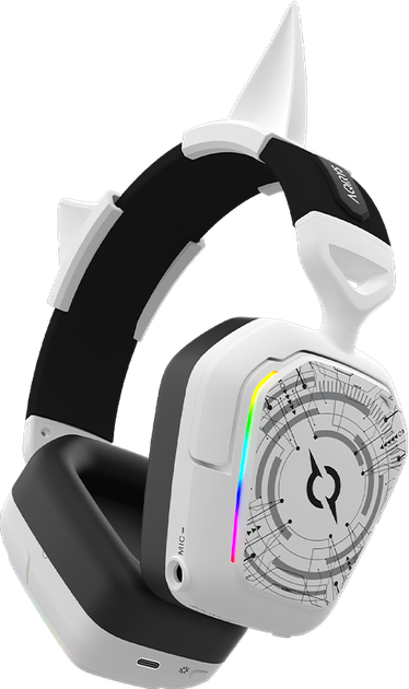 Zestaw słuchawkowy gamingowy AQIRYS ALNAIR Wireless ANC RGB White - obraz 5