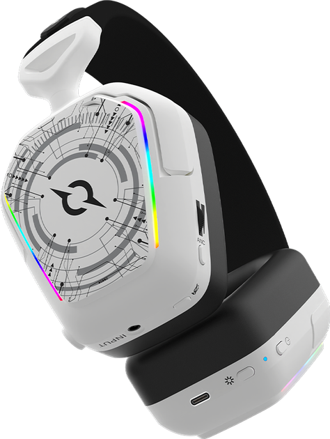 Zestaw słuchawkowy gamingowy AQIRYS ALNAIR Wireless ANC RGB White - obraz 13