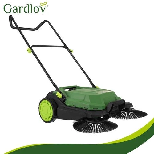 Подметальная машина 680 мм 24 л для сбора мусора 3 щетки GARDLOV черный зеленый - зображення 8