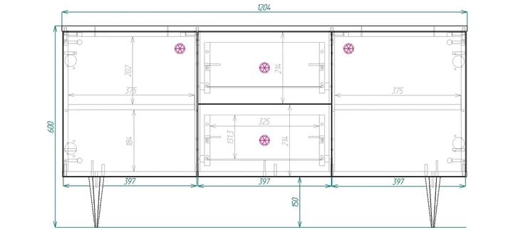 Тумба ТВ Сканді глуха ДСП 120,4x39,4x60 см Дуб Тахо/Натуральный/Белый - изображение 2