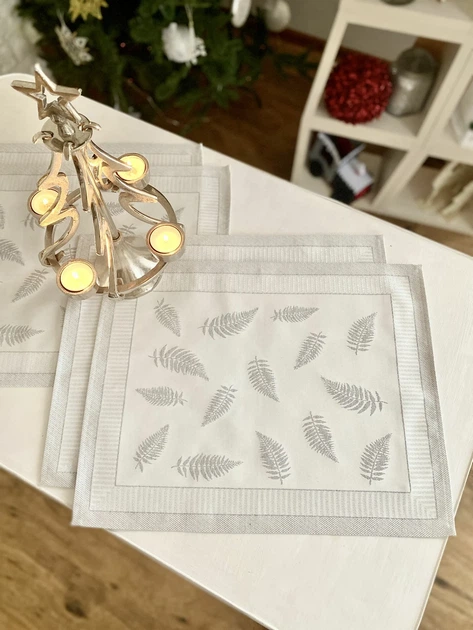 Салфетка жаккардовая Прямоугольная 37x49 см 94% полиэстер, 6% люрекс Серебряный - изображение 5