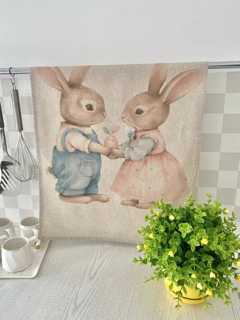 Набір кухонних рушників Bunny Love 45x65 см 100% бавовна Великодній принт 2 шт. - зображення 7