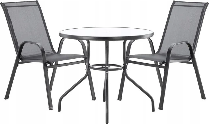 Комплект Садових Меблів Круглий Стіл 80 см + 4 Крісла Текстилен GardenLine Verona - 4 Black Чорний для дачі для тераси для лоджії для балкону - зображення 5