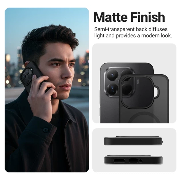 Чехол Crong Hybrid Matte Magnetic для Xiaomi 15T Black (CRGHMMXM15TBLK) - Фото 4 Чехол Crong Hybrid Matte Magnetic для Xiaomi 15T Black (CRGHMMXM15TBLK) - изображение 4