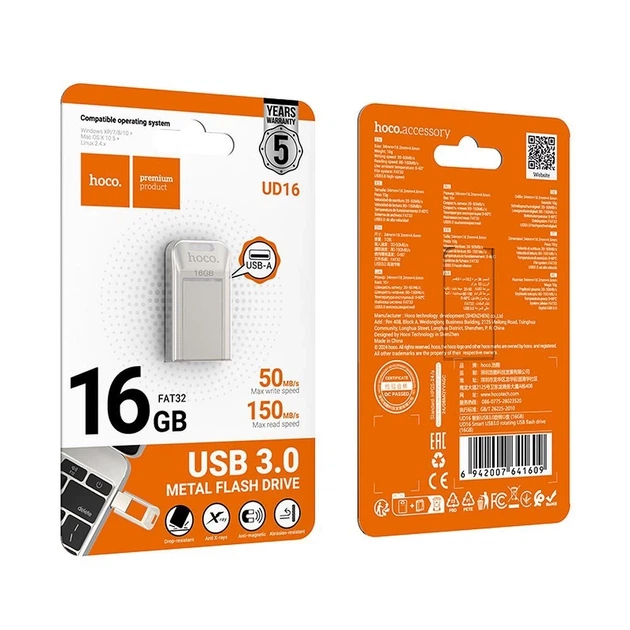 USB-флешка Hoco UD16 16GB USB 3.0 Silver (6942007641609) - зображення 4