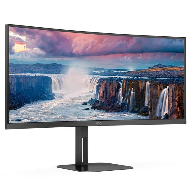 Изогнутый монитор AOC CU34V5C/BK 34" WQHD VA 100Гц 1мс HDMI DP USB-C USB-hub колонки (0721F2C1ABBA) - изображение 2
