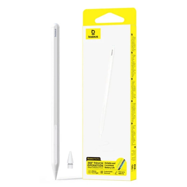 Стилус Baseus Smooth Writing PS3 Pro 360° сенсорный POM Moon White с USB-C 16 г - изображение 2