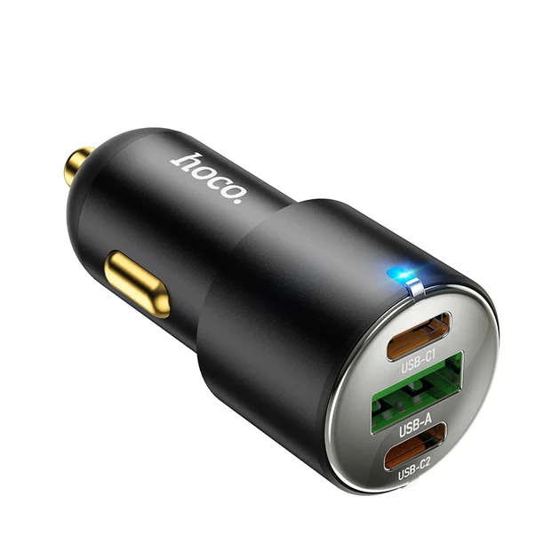 Автомобільний зарядний пристрій HOCO NZ6 45W 3-port USB-C/USB-A чорний - зображення 5