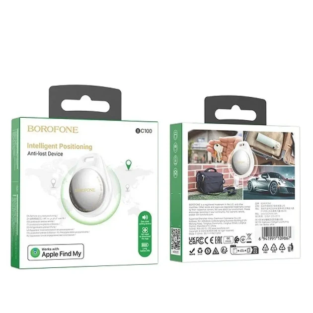 Трекер Borofone BC100 Ingenioso Anti-Lost до 3 м ABS-пластик Белый - Фото 2 Трекер Borofone BC100 Ingenioso Anti-Lost до 3 м ABS-пластик Белый - изображение 2