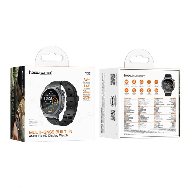 Смарт-годинник HOCO Y37 AMOLED 36mm 520 mAh GPS чорний - зображення 2