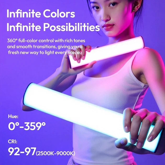 Лампа Ulanzi B15RGB 15W Tube Light LED 250x43x42,2 мм ABS Чёрная - изображение 15