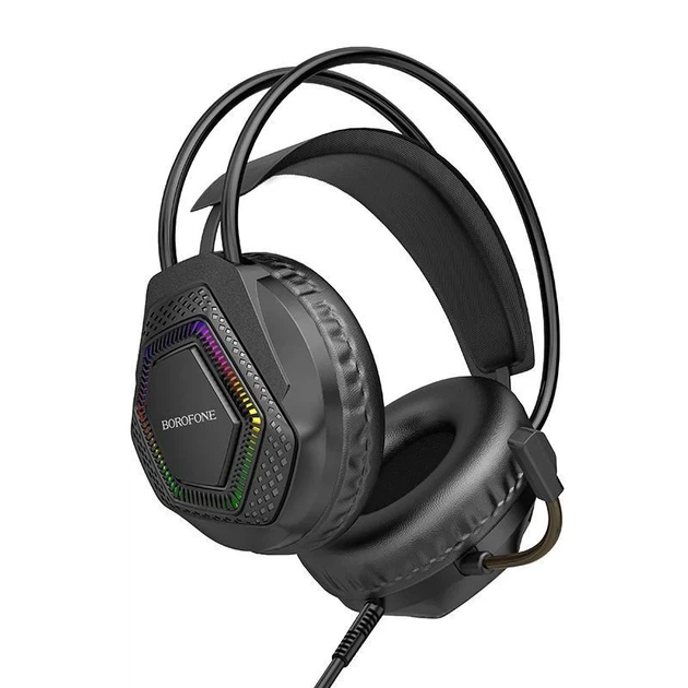 Игровые наушники BOROFONE BO105 Thunder проводные 50 мм RGB-подсветка черные - Фото 1 Игровые наушники BOROFONE BO105 Thunder проводные 50 мм RGB-подсветка черные - изображение 1