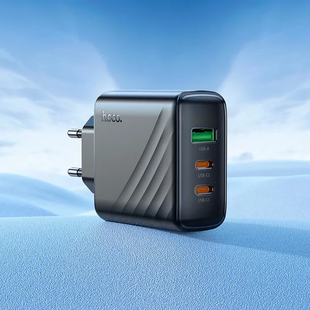 Мережевий зарядний пристрій HOCO CS26A 45W 3 порти USB Type-C/Type-A чорний - зображення 9