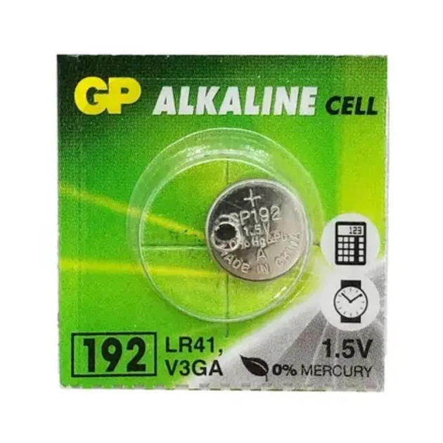 Батарейка GP LR41 Щелочная 1,5 V 20 mAh 7,9x3,6 мм 10 шт - Фото 2 Батарейка GP LR41 Щелочная 1,5 V 20 mAh 7,9x3,6 мм 10 шт - изображение 2