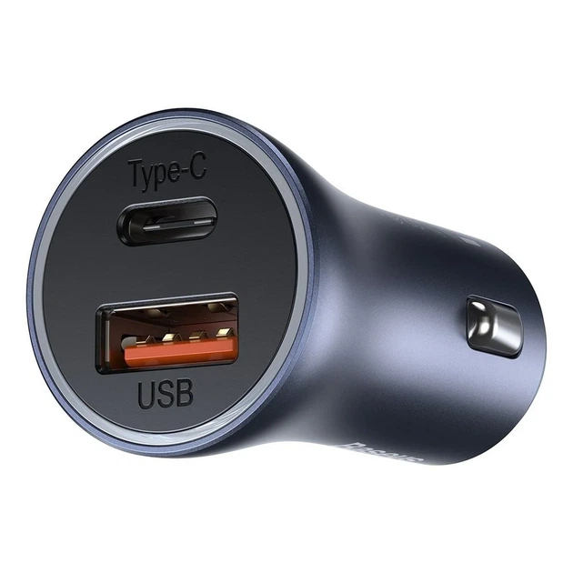 Автомобільний зарядний пристрій Baseus Golden Contactor Pro 40W USB-A/USB-C металевий Dark Grey - зображення 3