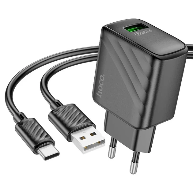 Мережевий зарядний пристрій HOCO CS21A Rich 18 Вт USB-A чорний - Фото 1 Мережевий зарядний пристрій HOCO CS21A Rich 18 Вт USB-A чорний - зображення 1