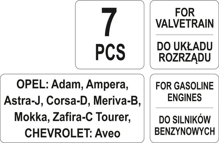 Набор фиксаторов ГРМ YATO для OPEL CHEVROLET 1.0-1.4 7 шт YT-06009 - изображение 5