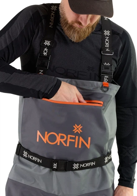 Полукомбинезон заброд Norfin PILOT STOCKINGFOOT серый мембранный One Size - изображение 6