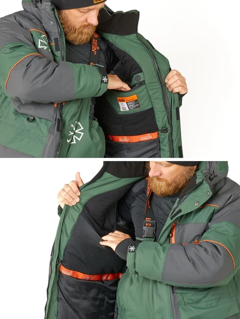 Костюм зимний Norfin DISCOVERY 3 мембранный NORTEX S серый/зеленый - изображение 4