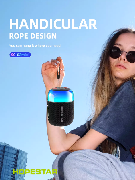 Портативная Bluetooth колонка 10 Вт 15х11х11 см для музыки Hopestar SC-02 Black - изображение 8