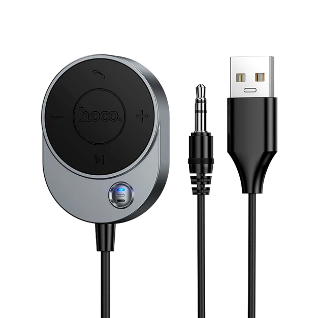 FM-трансмиттер Hoco AUX Bluetooth 5.4 3.5 мм кабель 150 см серебро для подключения смартфона к авто - Фото 1 FM-трансмиттер Hoco AUX Bluetooth 5.4 3.5 мм кабель 150 см серебро для подключения смартфона к авто - изображение 1