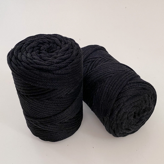 Шнур плетений YarnArt macrame cord чорний 3 мм для макраме (№750) - изображение 3