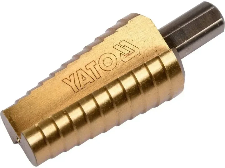 Сверло коническое титановое ступенчатое по металлу YATO 20-30 мм, HSS 4241, длина 75/54 мм YT-44747 - Фото 1 Сверло коническое титановое ступенчатое по металлу YATO 20-30 мм, HSS 4241, длина 75/54 мм YT-44747 - изображение 1