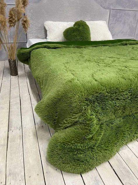 Одеяло всесезонное Grass Медведь плюшевый мех с коротким ворсом 200x230 см зеленый (tra119) - Фото 1 Одеяло всесезонное Grass Медведь плюшевый мех с коротким ворсом 200x230 см зеленый (tra119) - изображение 1