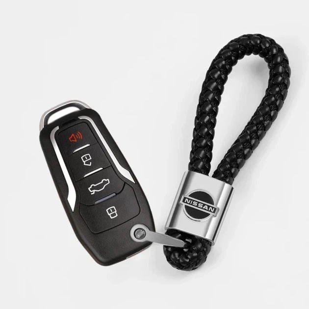 Брелок для авто ключей Nissan (Ниссан) кожаный, переплет, Черный - Фото 2 Брелок для авто ключей Nissan (Ниссан) кожаный, переплет, Черный - изображение 2