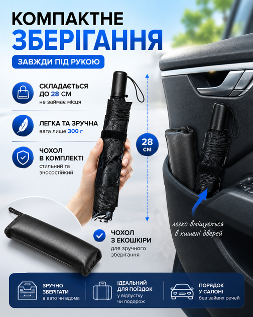Автомобильная солнцезащитная шторка-зонт S 115×65 см для лобового стекла с чехлом - изображение 5