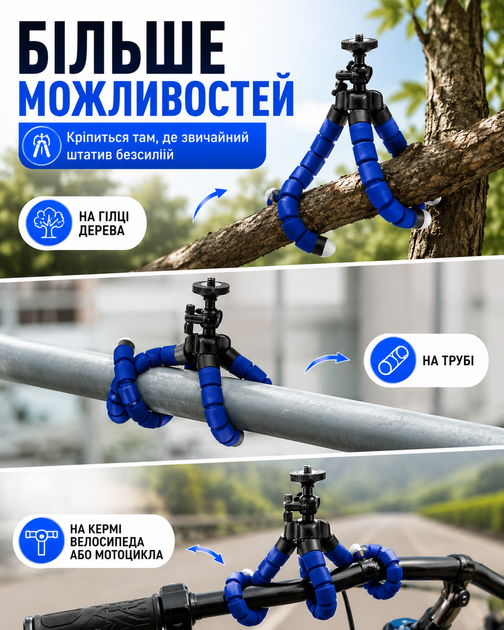 Гибкий мини-штатив для смартфона и камеры с креплением 1/4" - изображение 2