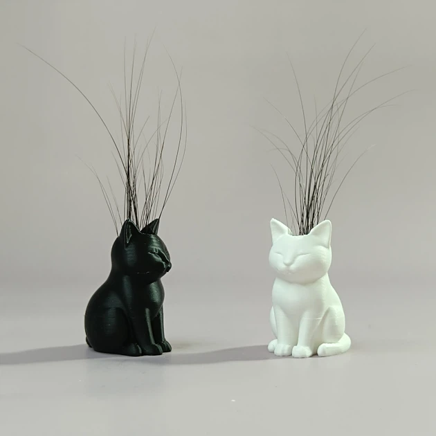 Миниатюрная ваза для кошачьих усов Кот из PLA-пластика, 3D-печать, 40 мм, черная - Фото 5 Миниатюрная ваза для кошачьих усов Кот из PLA-пластика, 3D-печать, 40 мм, черная - изображение 5