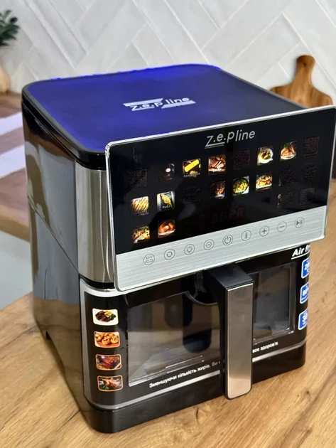 Аэрогриль на 13 литров для запекания и жарки Zepline 2200W, Мощная аэрофритюрница с функцией сушилки - Фото 7 Аэрогриль на 13 литров для запекания и жарки Zepline 2200W, Мощная аэрофритюрница с функцией сушилки - изображение 7