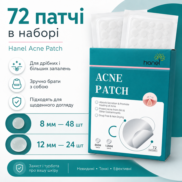 Патчи для лица от прыщей Acne Patch Уход за проблемной кожей 72 шт/1 уп Анти-акне Патчи для лица от прыщей - изображение 9