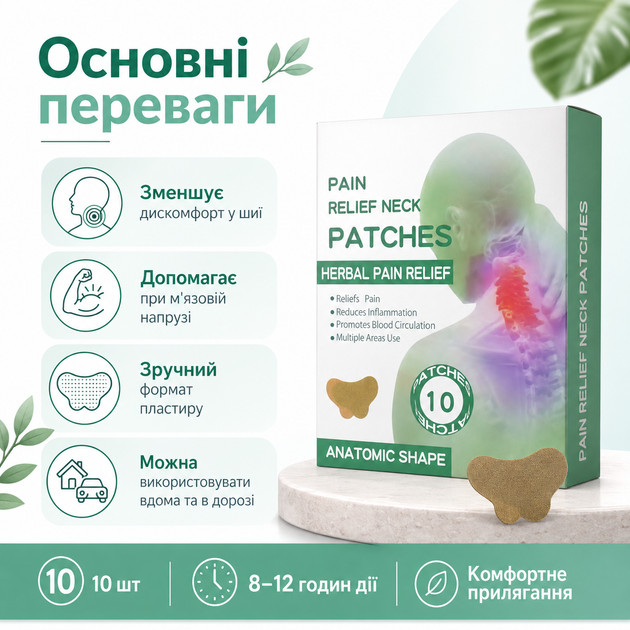 Пластырь для снятия боли в шее Pain Relief Neck Patches Пластырь для шеи с обезболивающим действием 10 шт/1уп - изображение 3