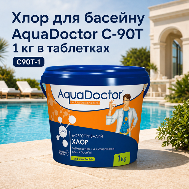 Повільний хлор для постійної підтримки чистоти басейну AquaDoctor 1 кг - зображення 4