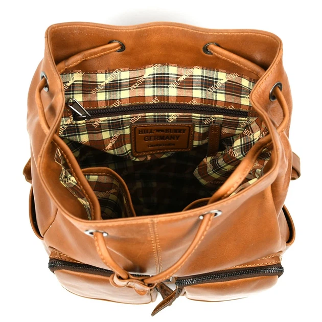 Городской рюкзак HILL BURRY HB4066B кожаный рыжий 45×30×12 см - изображение 2
