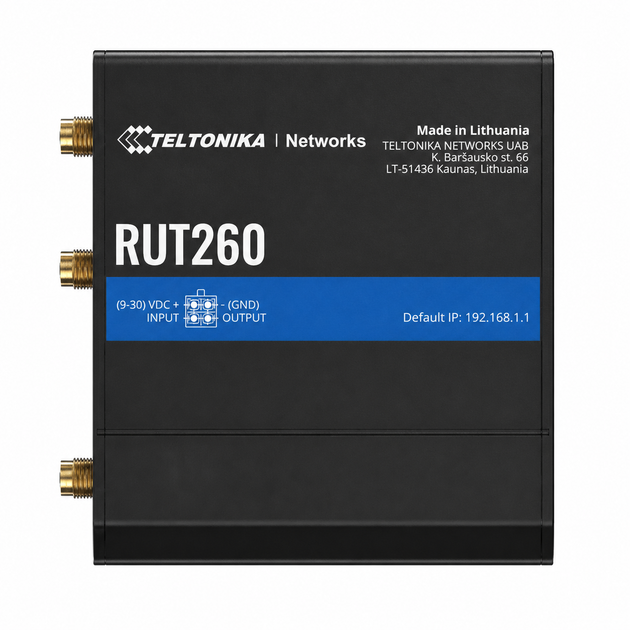 Промышленный сотовый маршрутизатор Teltonika RUT260 с 4G LTE Wi-Fi 4 Черный - изображение 2