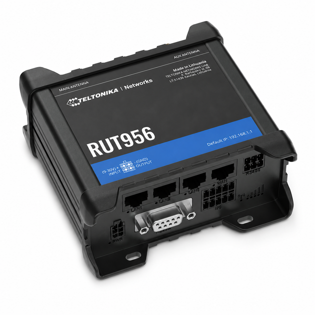Промышленный сотовый маршрутизатор Teltonika RUT956 с 4G LTE Wi-Fi 4 Черный - Фото 3 Промышленный сотовый маршрутизатор Teltonika RUT956 с 4G LTE Wi-Fi 4 Черный - изображение 3