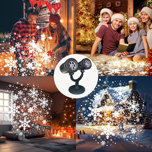Светодиодный проектор снежинок Borelor SnowLight IP65, LED рождественская иллюминация для дома и улицы, пульт, таймер, водонепрони - изображение 8