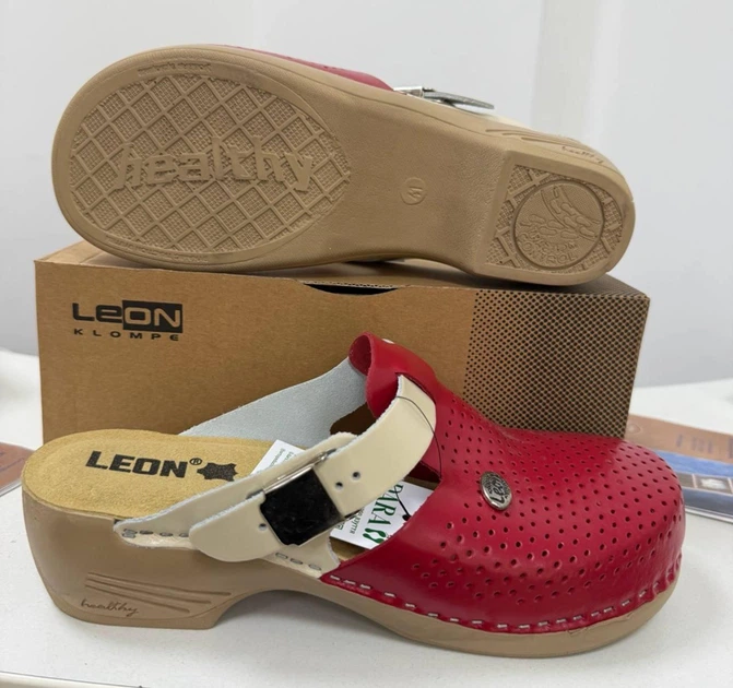 Жіночі шкіряні анатомічні сабо Leon PU158 червоного кольору 41 р - изображение 3