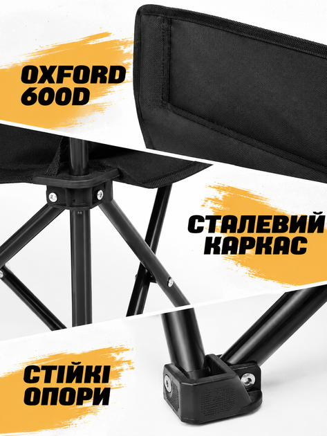 Пляжный набор для отдыха 2 кресла с зонтом и сумкой-холодильником для кемпинга пикника рыбалки черный (49676208) - изображение 7