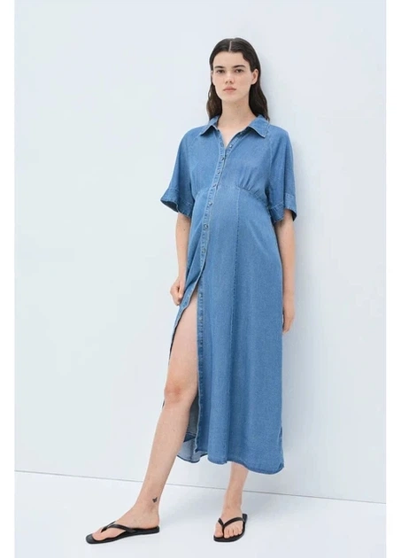 Платье-рубашка для беременных миди летнее женское H&M 271277307 M Синее (2727000118495) - Фото 2 Платье-рубашка для беременных миди летнее женское H&M 271277307 M Синее (2727000118495) - изображение 2