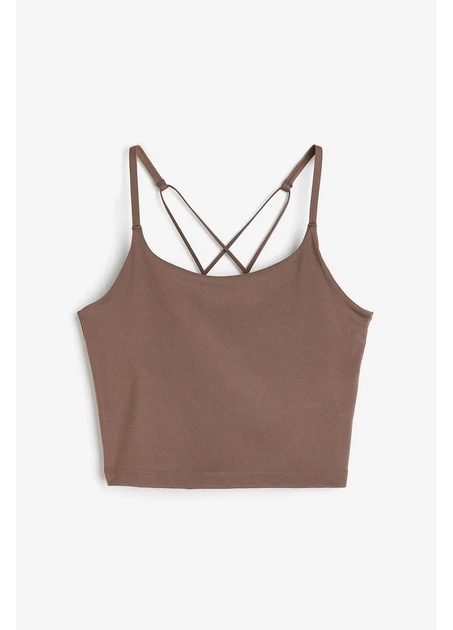 Спортивний топ для фітнесу жіночий H&M 271131730_brown L Коричневий (2727000121532) - Фото 1 Спортивний топ для фітнесу жіночий H&M 271131730_brown L Коричневий (2727000121532) - зображення 1