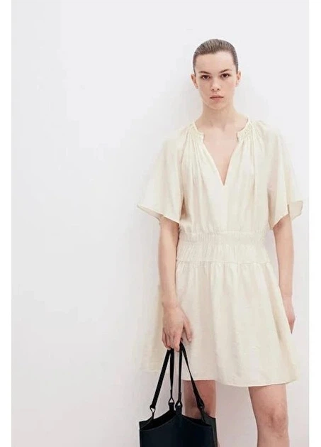 Сукня коротка літня жіноча H&M 271228766 M Кремова (2727000127190) - Фото 1 Сукня коротка літня жіноча H&M 271228766 M Кремова (2727000127190) - зображення 1
